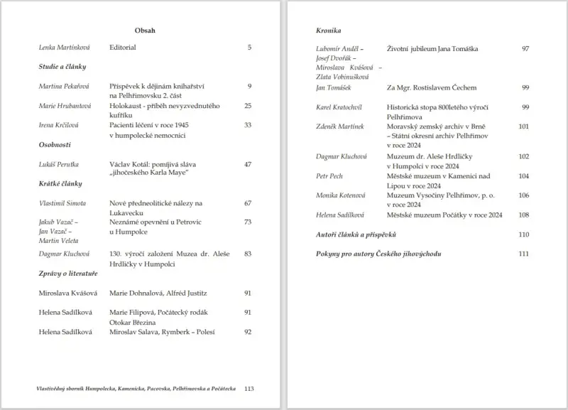 Český jihovýchod: vlastivědný časopis pro Humpolecko, Kamenicko, Pacovsko, Pelhřimovsko a Počátecko (1/2025)